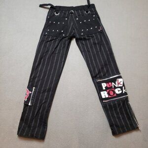 Dead Threads Striped Gothic Punk Bandage Style Pants Zippers